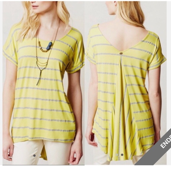 Anthropologie Pure + Good Yellow Striped Tunic - Picture 1 of 7